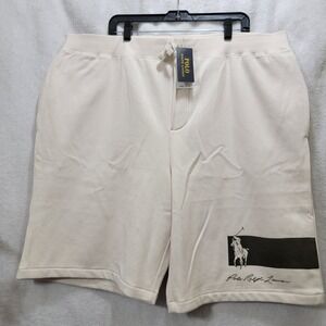 NWT Polo Ralph Lauren‎ Men's Big & Tall Big Pony Fleece Shorts 3LT Beige $110